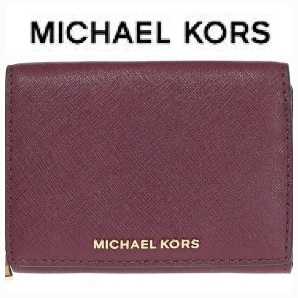 Michael Kors Jet Set Small Flap Leather ID Card Case- Mulberry